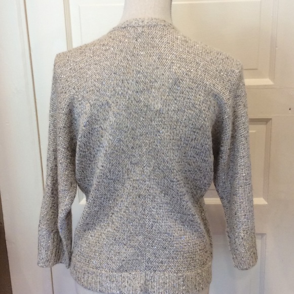 ANNE KLEIN SEQUINED OATMEAL CARDIGAN - Picture 3 of 4